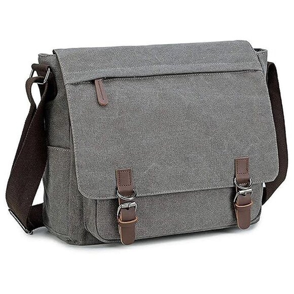 Messenger Bag for Men Retro, Canvas Satchel casual Briefcases Grey15
